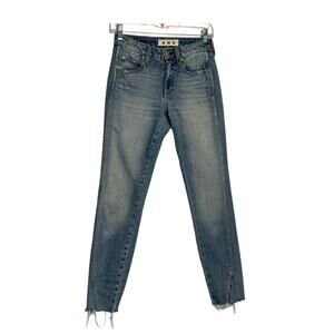 AMO Twist Fray Heartbreaker blue distressed skinny jeans size 25-2